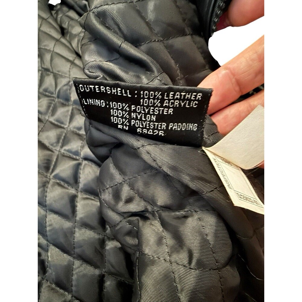 Vintage Wilsons Leather Maxima Black Leather Faux Fur Hood Toggle Coat M - Picture 11 of 16